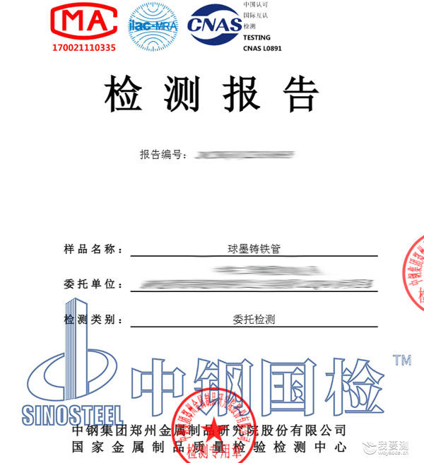 球墨铸铁检测报告 球墨铸铁检测报告